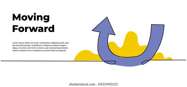 Continuous line design of arrow pointing up. One line decorative elements drawn on a white background.