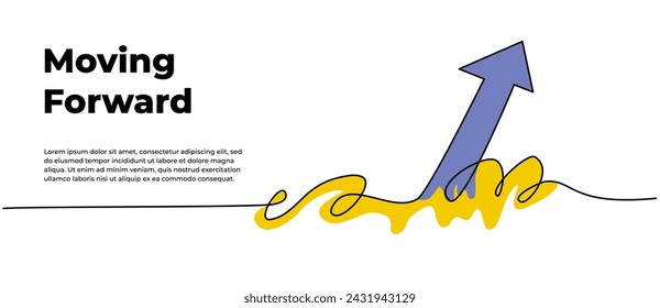 Continuous line design of arrow pointing up. One line decorative elements drawn on a white background.

