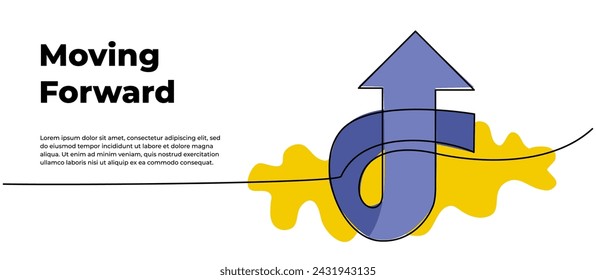 Continuous line design of arrow pointing up. One line decorative elements drawn on a white background.