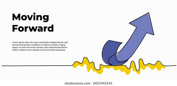 Continuous line design of arrow pointing up. One line decorative elements drawn on a white background.