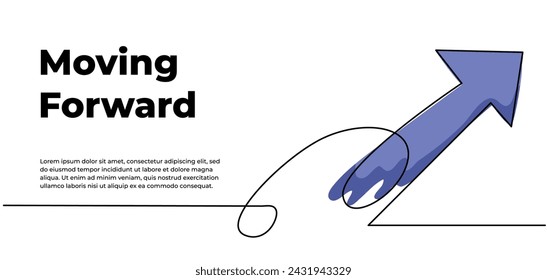 Continuous line design of arrow pointing up. One line decorative elements drawn on a white background