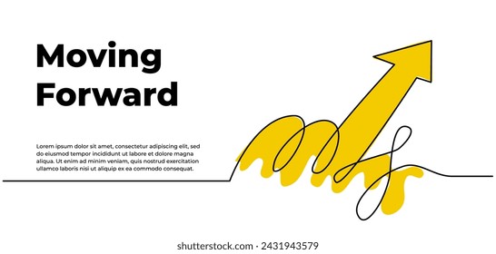 Continuous line design of arrow pointing up. One line decorative elements drawn on a white background.
