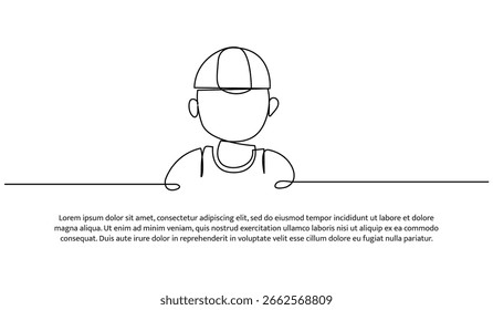 Continuous line design of construction. Single line decorative element drawn on white.