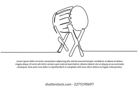 Continuous line design of drum. Islamic instrument design concept. Decorative elements drawn on a white background.
