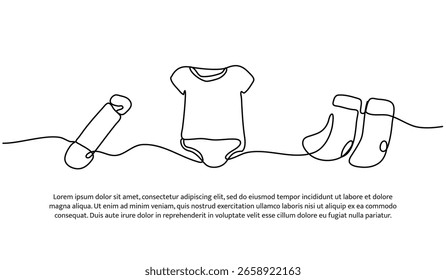 Continuous line design of give birth to a baby. Single line decorative element drawn on white.