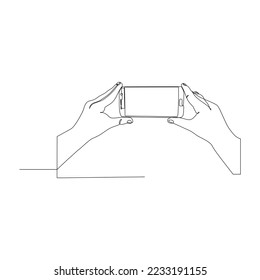 diseño de línea continua del gadget de mano para tomar la foto