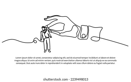 Continuous line design of hands lifting people up. Leadership and motivation concept design. Decorative elements drawn on a white background.