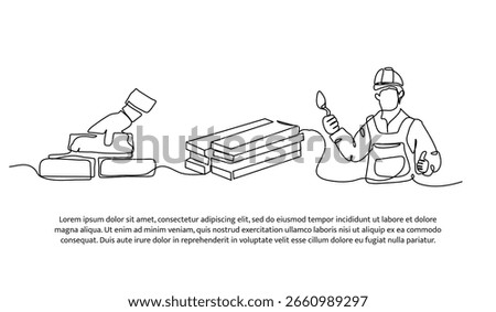 Continuous line design of house construction. Single line decorative element drawn on white.