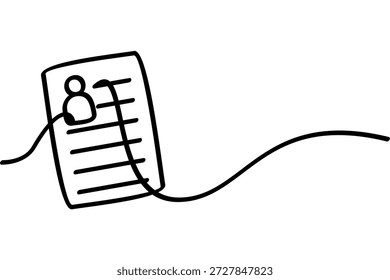 Durchgehende Liniendesign-Illustration eines Lebenslauf-Symbols. Attraktives abstraktes Liniendesign.