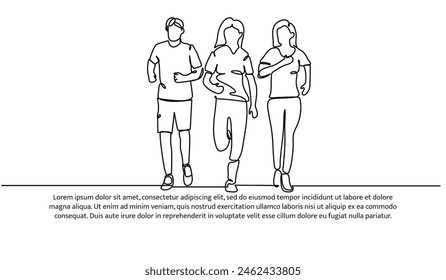 Continuous line design of jogging . Single line decorative elements drawn on a white background.