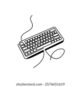 Continuous line design of keyboard icon. Computer device symbol design concept. Decorative elements drawn on a white background.