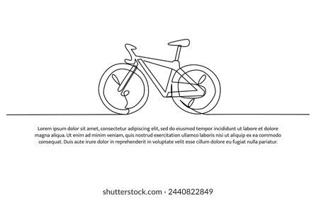 Continuous line design of Mountain bike.One line decorative elements drawn on a white background.
