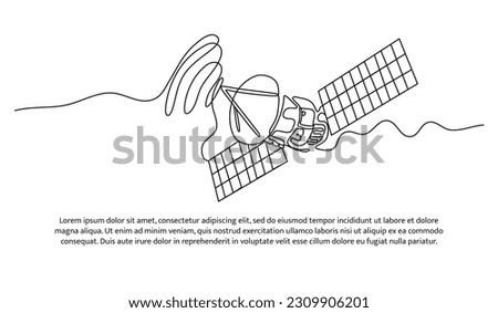 Continuous line design of satellite. Technology device symbol design concept. Decorative elements drawn on a white background.