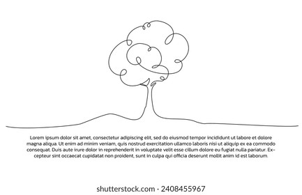 Diseño continuo de línea de árbol simple. Elementos decorativos de una sola línea dibujados sobre un fondo blanco.