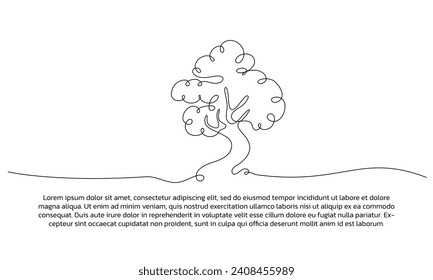 Diseño continuo de línea de árbol simple. Elementos decorativos de una sola línea dibujados sobre un fondo blanco.