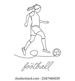 The continuous line design that minimally describes the football theme creates an elegant and stylish sports aesthetic.