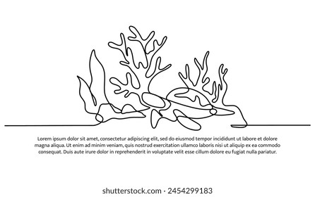 Diseño de línea continua de tortugas viven en el mar. Elementos decorativos de una sola línea dibujados sobre un fondo blanco.