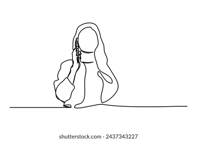 continuous line design woman calling