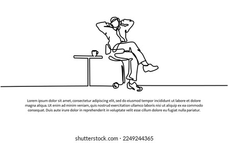 Continuous line design of work relaxation design. Decorative elements drawn on a white background.