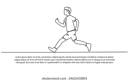 Diseño de línea continua de hombres jóvenes que trotan. Elementos decorativos de una sola línea dibujados sobre un fondo blanco.