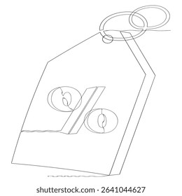  continuous line Discount tag icon drawing