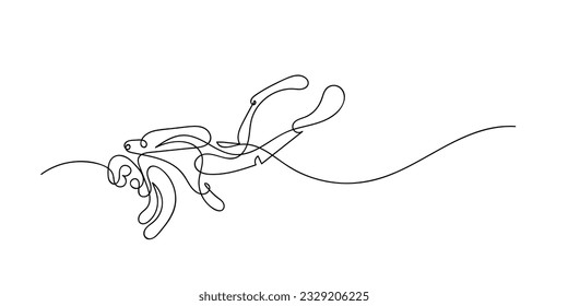 continuous line diving.one line drawing sport diving.single line vector illustration.isolated white background