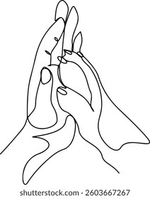 continuous line A dog is giving a paw