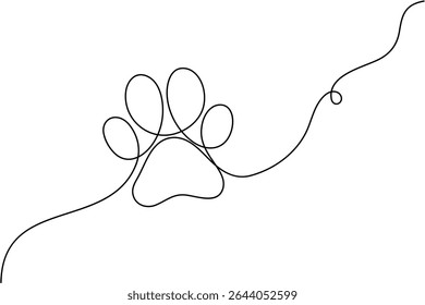 Continuous line dog paw outline and simple minimal design