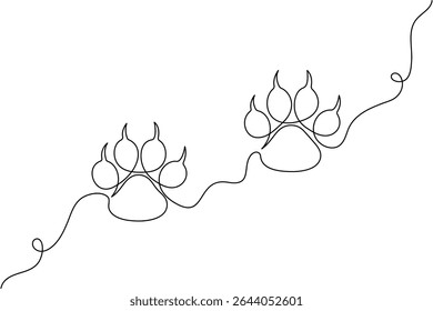 Continuous line dog paw outline and simple minimal design