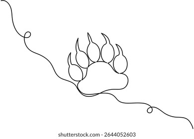 Continuous line dog paw outline and simple minimal design