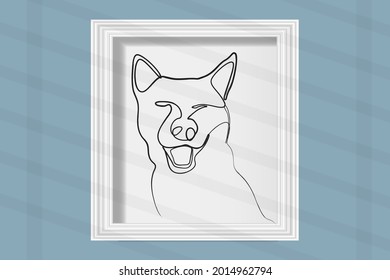 continuous line dog puppy happy smile