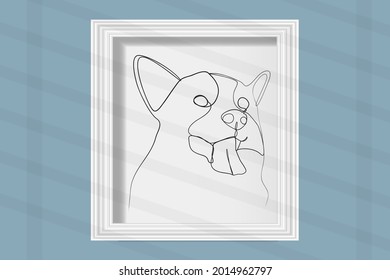 continuous line dog puppy happy smile