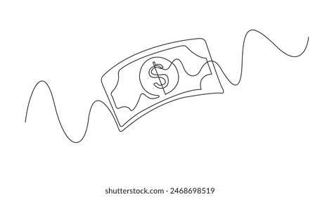 continuous line of dollar cash money.one line drawing of paper dollar money.money payment,cash register.dollar money icon isolated white background