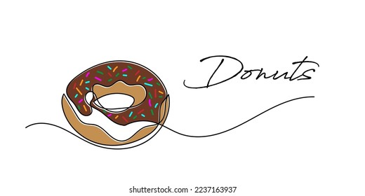 continuous line of donuts.one line drawing of donuts isolated on white background