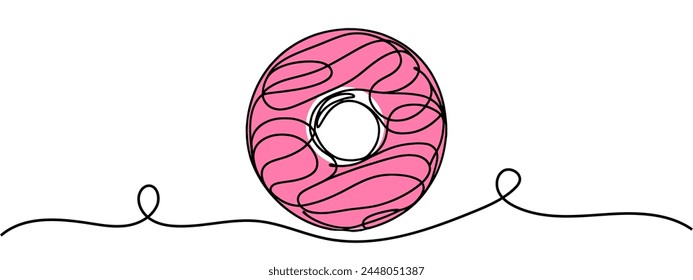 continuous line of donuts.one line drawing of donuts isolated on white background.