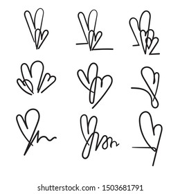 continuous line doodle heart illustration vector