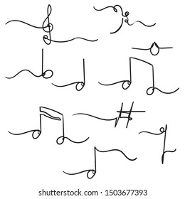 continuous line doodle music note illustration vector