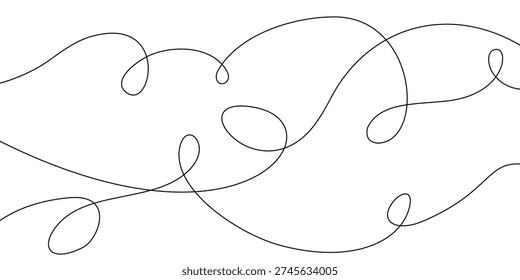 Continuous line doodles form wavy pattern. Wavy line with flowing curves. Curves create abstract backgrounds with flowing squiggles and organic tangles minimalist design. Abstract wavy line pattern