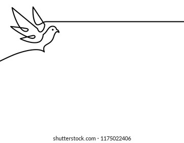 continuous line dove vector illustration on white background