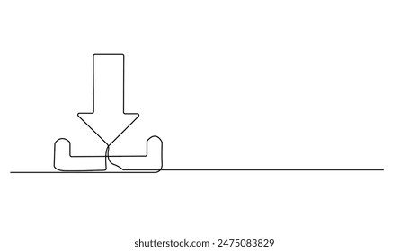 Continuous line download icon.drawing one line download sign.simple line download sign mobile phone,laptop,computer.