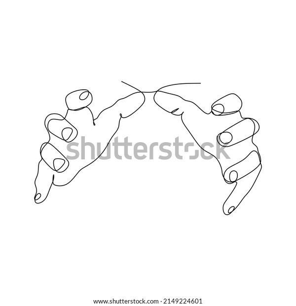 Continuous line draw design vector\
illustration. Sign and symbol of hand gestures. Single continuous\
drawing line. Hand drawn style art doodle isolated on white\
background\
illustration.