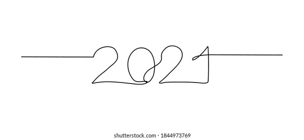 Continuous line drawing 2021. vector illustration
