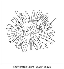 continuous line drawing 2023 new year typography illustration