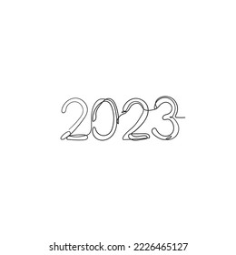 continuous line drawing 2023 new year typography illustration