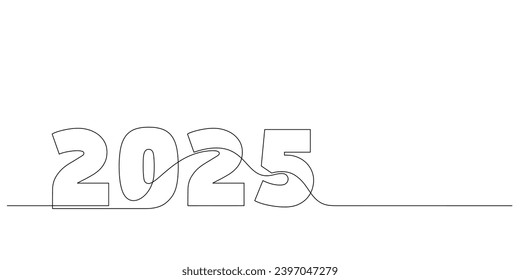 continuous line drawing 2025 number design logo minimalism concept celebration