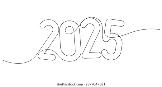 diseño de línea continua 2025 número diseño logo minimalismo concepto celebración