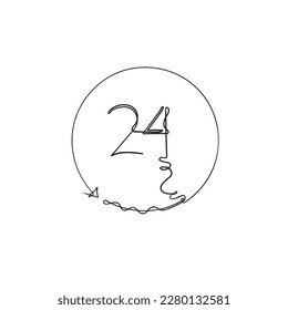 vector de ilustración de señal de 24 horas de dibujo continuo