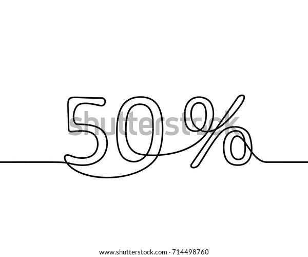 Continuous Line Drawing 50 Percent Sign Stock Vector (Royalty Free