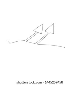 continuous line drawing of abstract arrows. isolated sketch drawing of abstract arrows line concept. outline thin stroke vector illustration