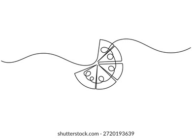 Desenho de linha contínuo da fatia de pizza abstrata